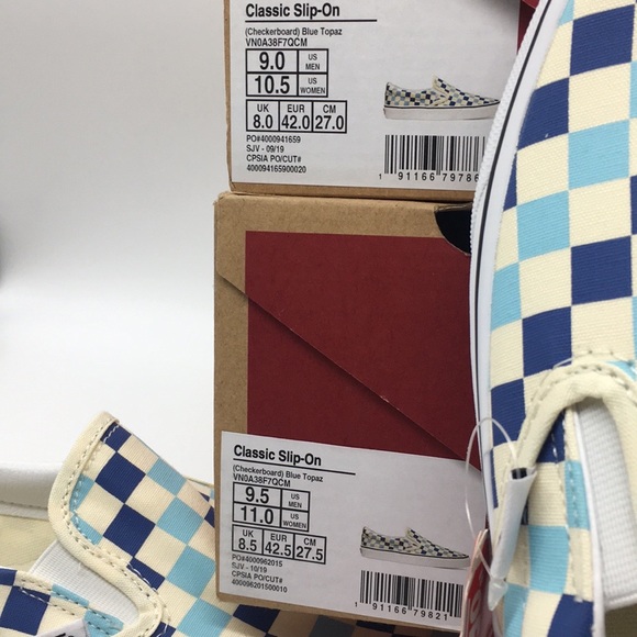 •Vans Classic Slip-On Checkerboard Blue Topaz wmns - Picture 2 of 16